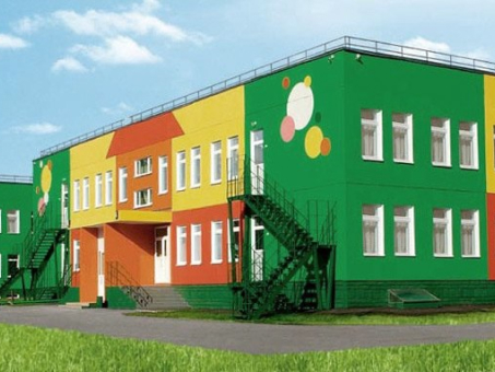 Применение фасадных красок ОС-12-03, ОС 12-03 ТУ 84-725-78 и КО-174. Детский сад №1 (Новочебоксарск)